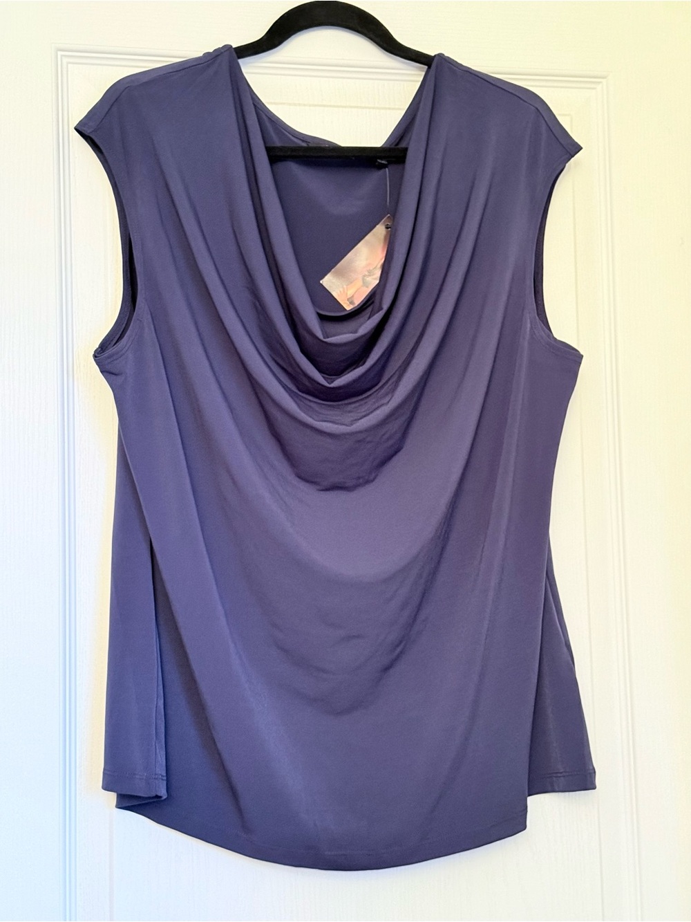 NWT IMAN Global Chic Navy Cowl Neck Sleeveless Shell 1X